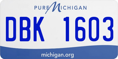MI license plate DBK1603