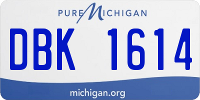 MI license plate DBK1614