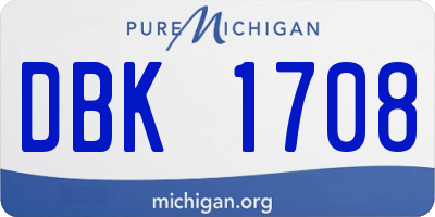 MI license plate DBK1708