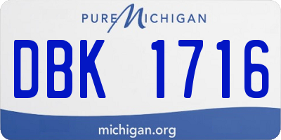 MI license plate DBK1716