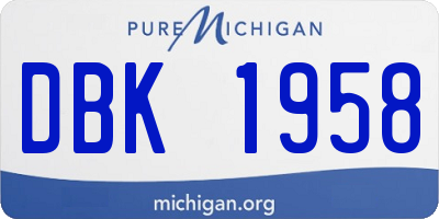 MI license plate DBK1958