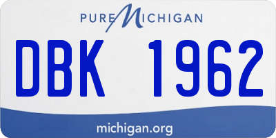 MI license plate DBK1962