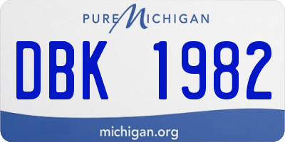MI license plate DBK1982