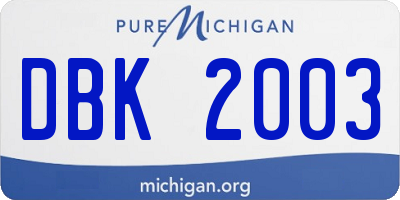 MI license plate DBK2003