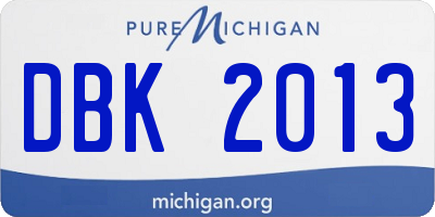 MI license plate DBK2013