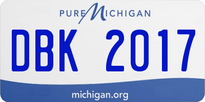 MI license plate DBK2017