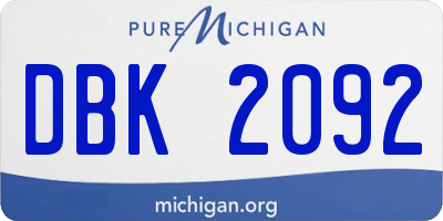 MI license plate DBK2092