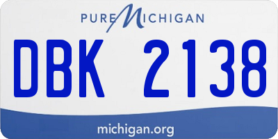 MI license plate DBK2138