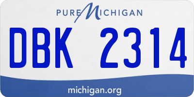 MI license plate DBK2314