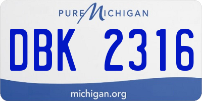 MI license plate DBK2316