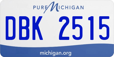MI license plate DBK2515