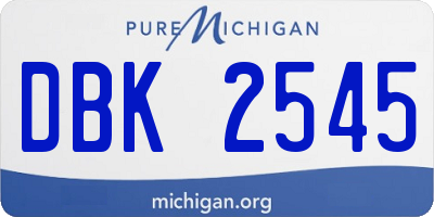 MI license plate DBK2545