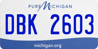 MI license plate DBK2603