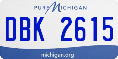 MI license plate DBK2615