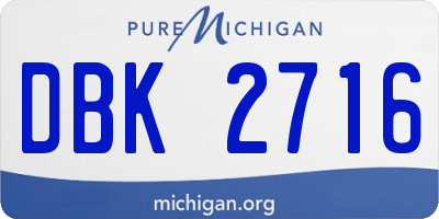 MI license plate DBK2716