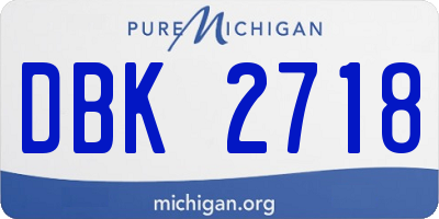 MI license plate DBK2718