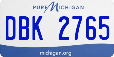 MI license plate DBK2765
