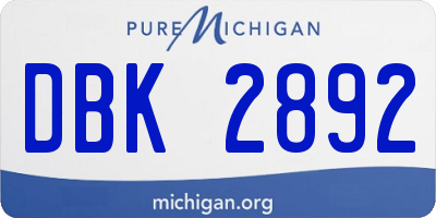 MI license plate DBK2892