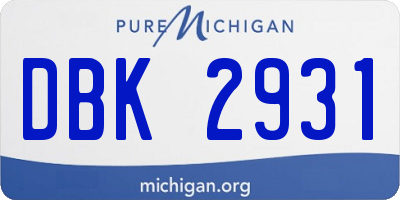 MI license plate DBK2931