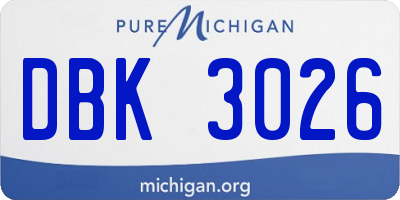 MI license plate DBK3026