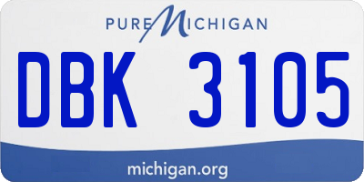 MI license plate DBK3105
