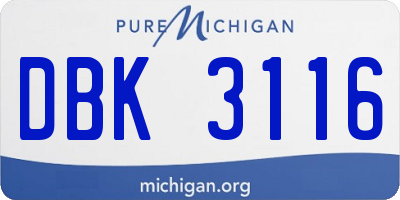 MI license plate DBK3116