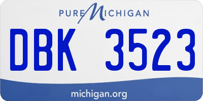 MI license plate DBK3523