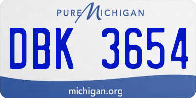 MI license plate DBK3654