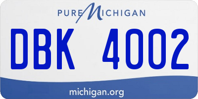 MI license plate DBK4002
