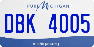 MI license plate DBK4005