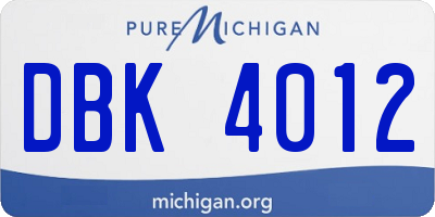 MI license plate DBK4012