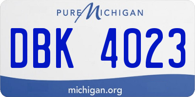 MI license plate DBK4023