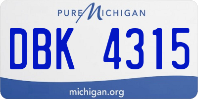 MI license plate DBK4315