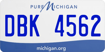 MI license plate DBK4562