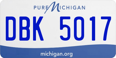 MI license plate DBK5017