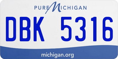 MI license plate DBK5316