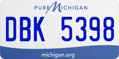 MI license plate DBK5398