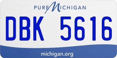 MI license plate DBK5616