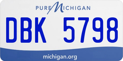 MI license plate DBK5798