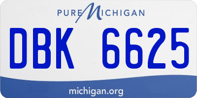 MI license plate DBK6625