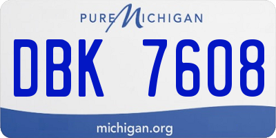 MI license plate DBK7608