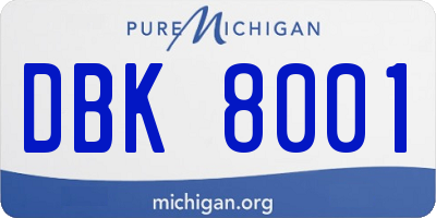 MI license plate DBK8001