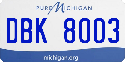 MI license plate DBK8003