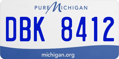 MI license plate DBK8412