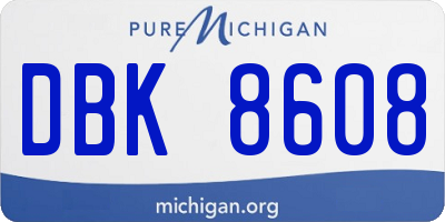 MI license plate DBK8608