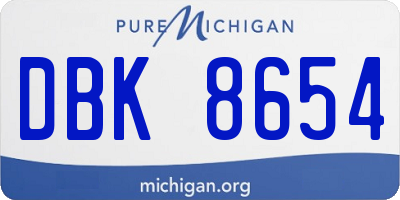MI license plate DBK8654