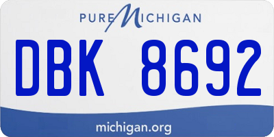 MI license plate DBK8692