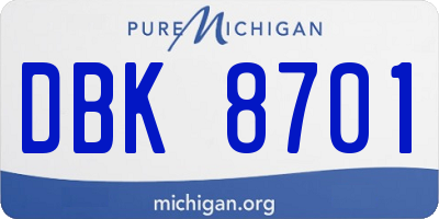 MI license plate DBK8701