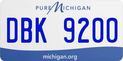MI license plate DBK9200