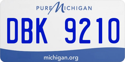 MI license plate DBK9210